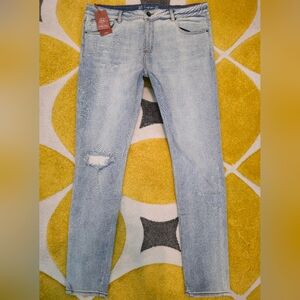 Crysp Light Blue Jeans with Rhinestone Web Design